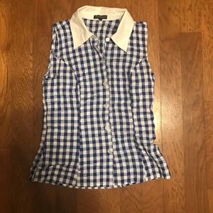 Smak Parlour Gingham Collared Sleeveless Blouse size M